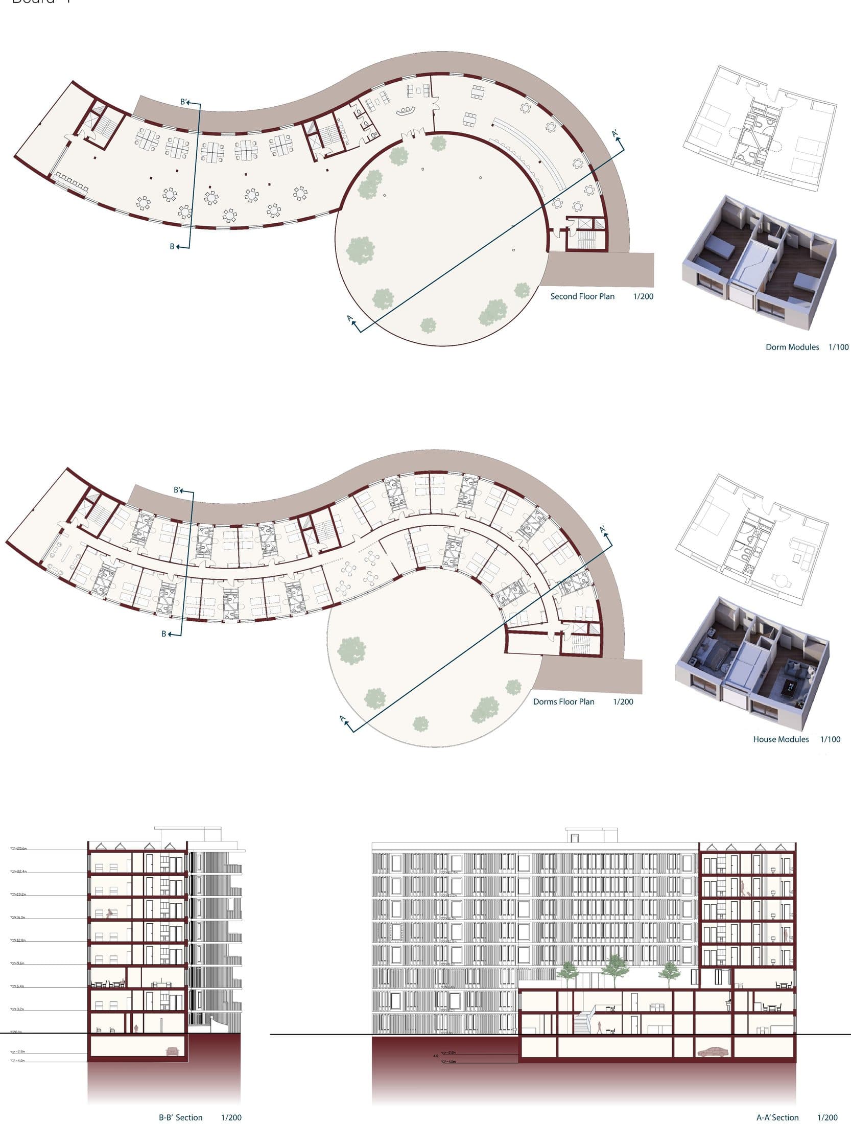 Adaptive Housing Bergamo — board 04, unit modules and sections