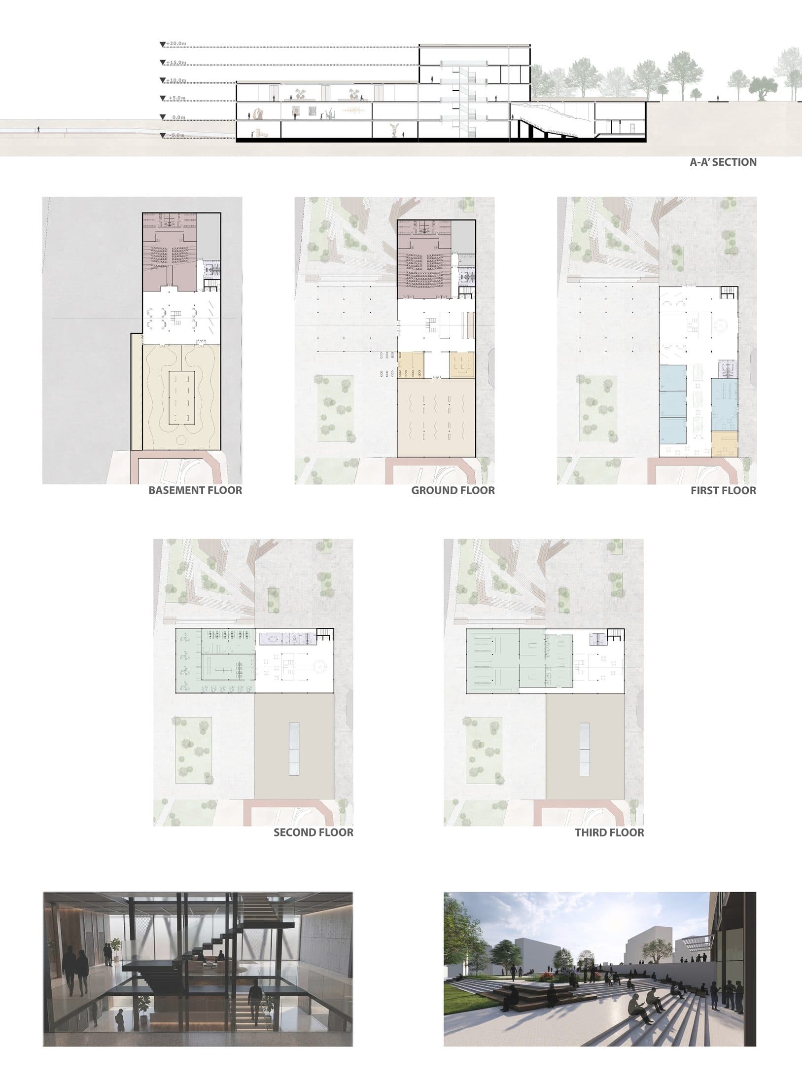 Stratum — board 02, floor plans and section