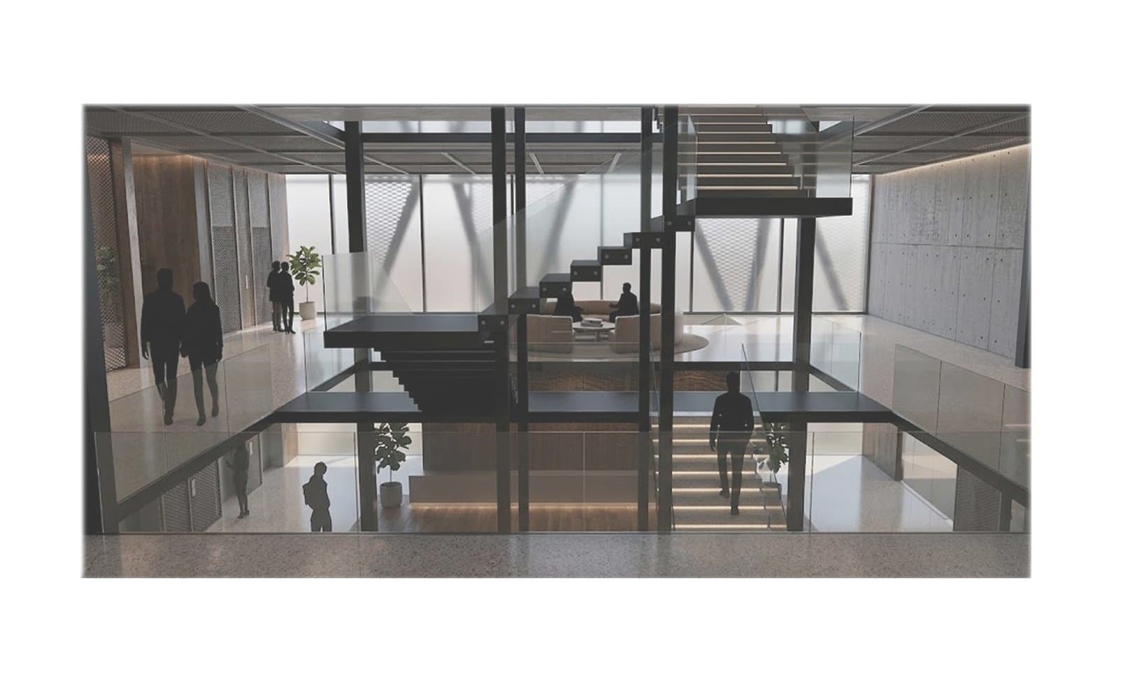 Interior atrium connecting the exhibition and research levels