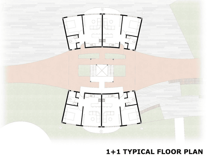 1+1 typical floor plan