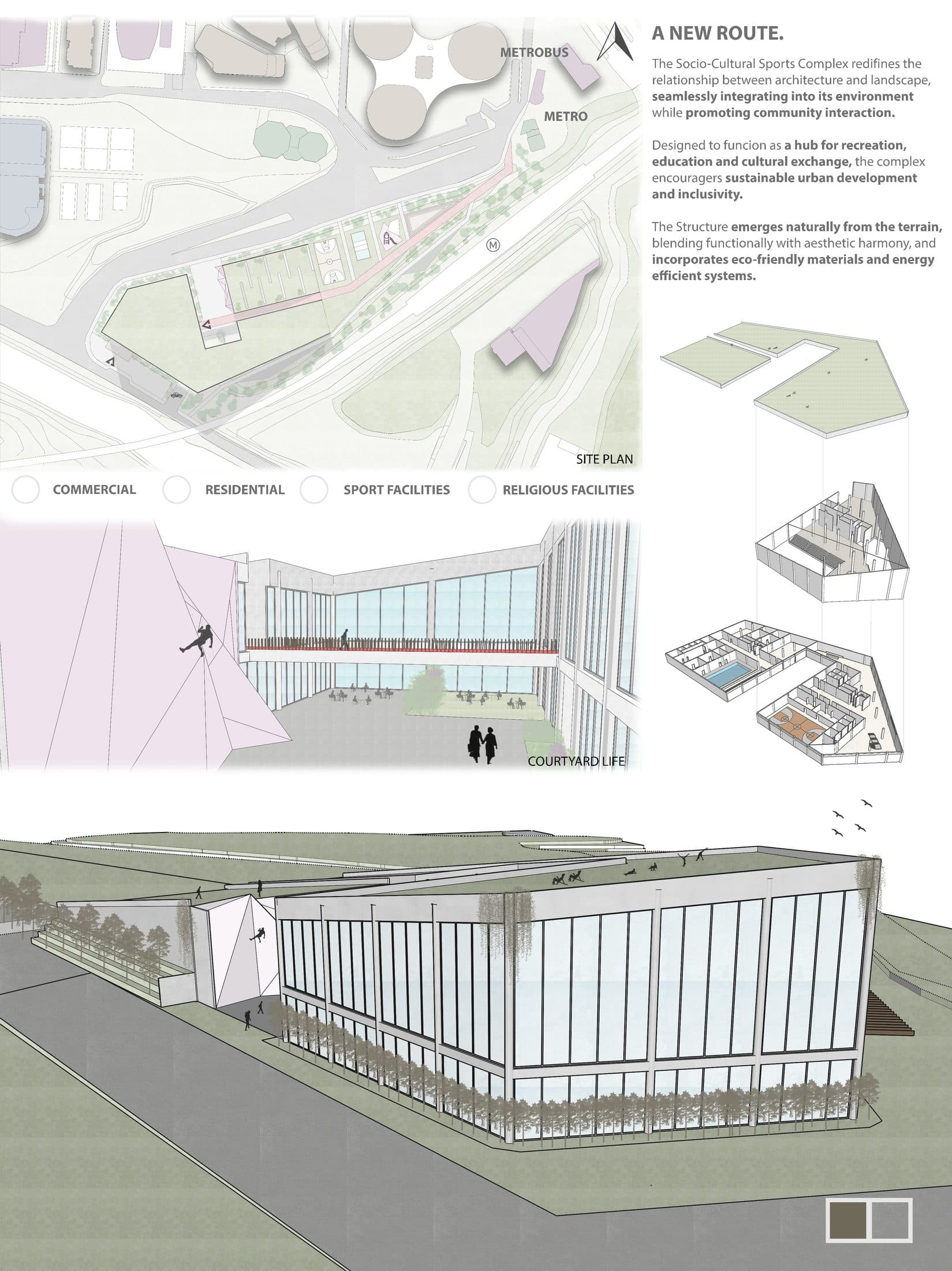 TerraRise — board 01, concept and site diagrams