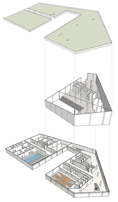 Exploded axonometric of program distribution