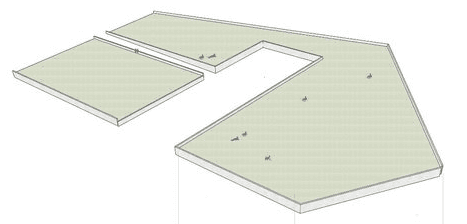 Roof diagram showing the terrain-derived building form